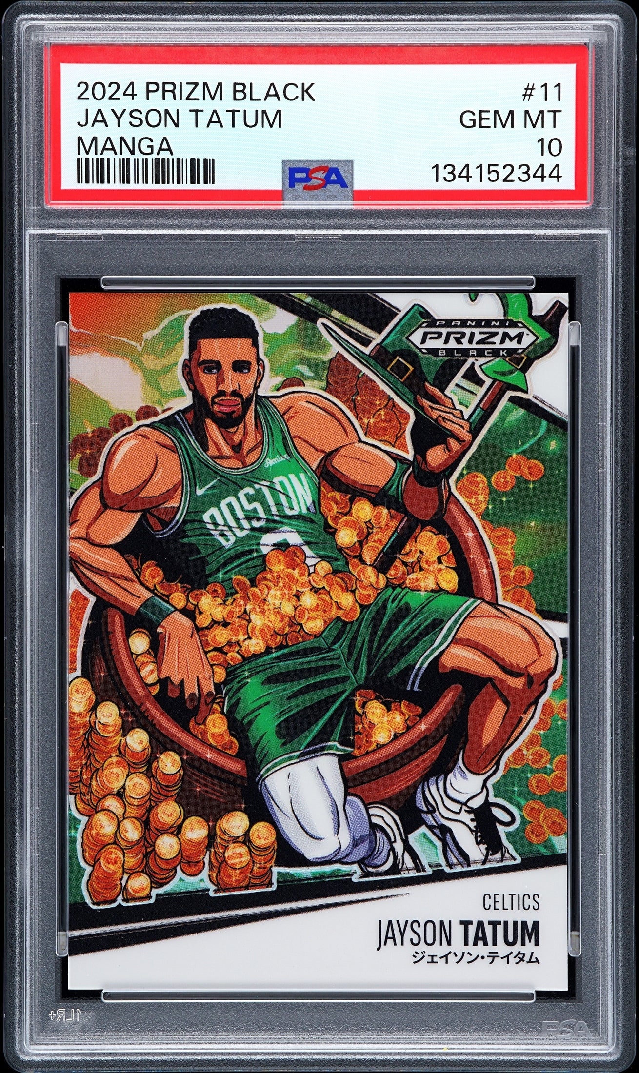 front card 2024 PANINI PRIZM BLACK MANGA JAYSON TATUM  PSA GEM MT 10 