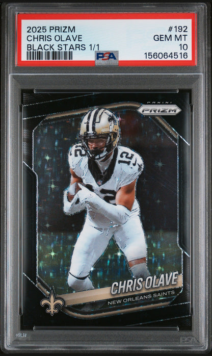 2025 PANINI PRIZM #192 CHRIS OLAVE BLACK STARS 1/1 PSA 10