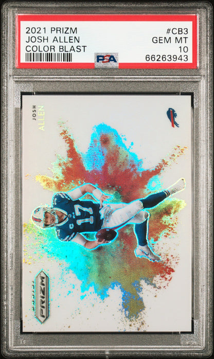 2021 PANINI PRIZM COLOR BLAST #CB3 JOSH ALLEN PSA 10