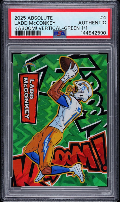 2025 ABSOLUTE KABOOM! VERTICAL #4 LADD MCCONKEY VERTICAL-GREEN 1/1 PSA Authentic