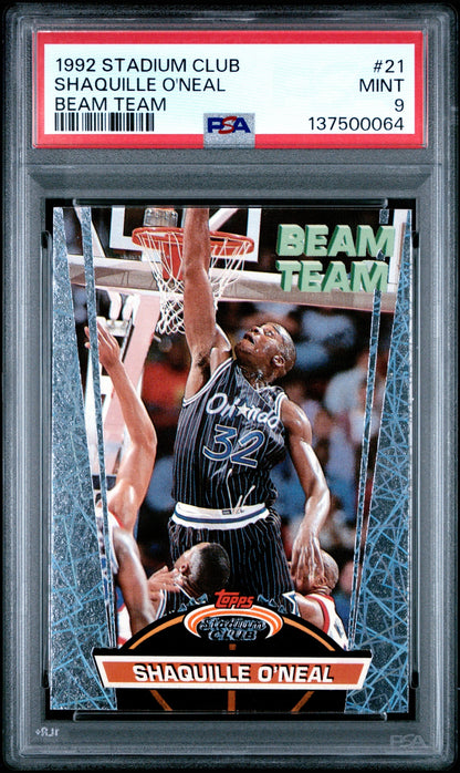 1992 STADIUM CLUB BEAM TEAM #21 SHAQUILLE O'NEAL PSA 9