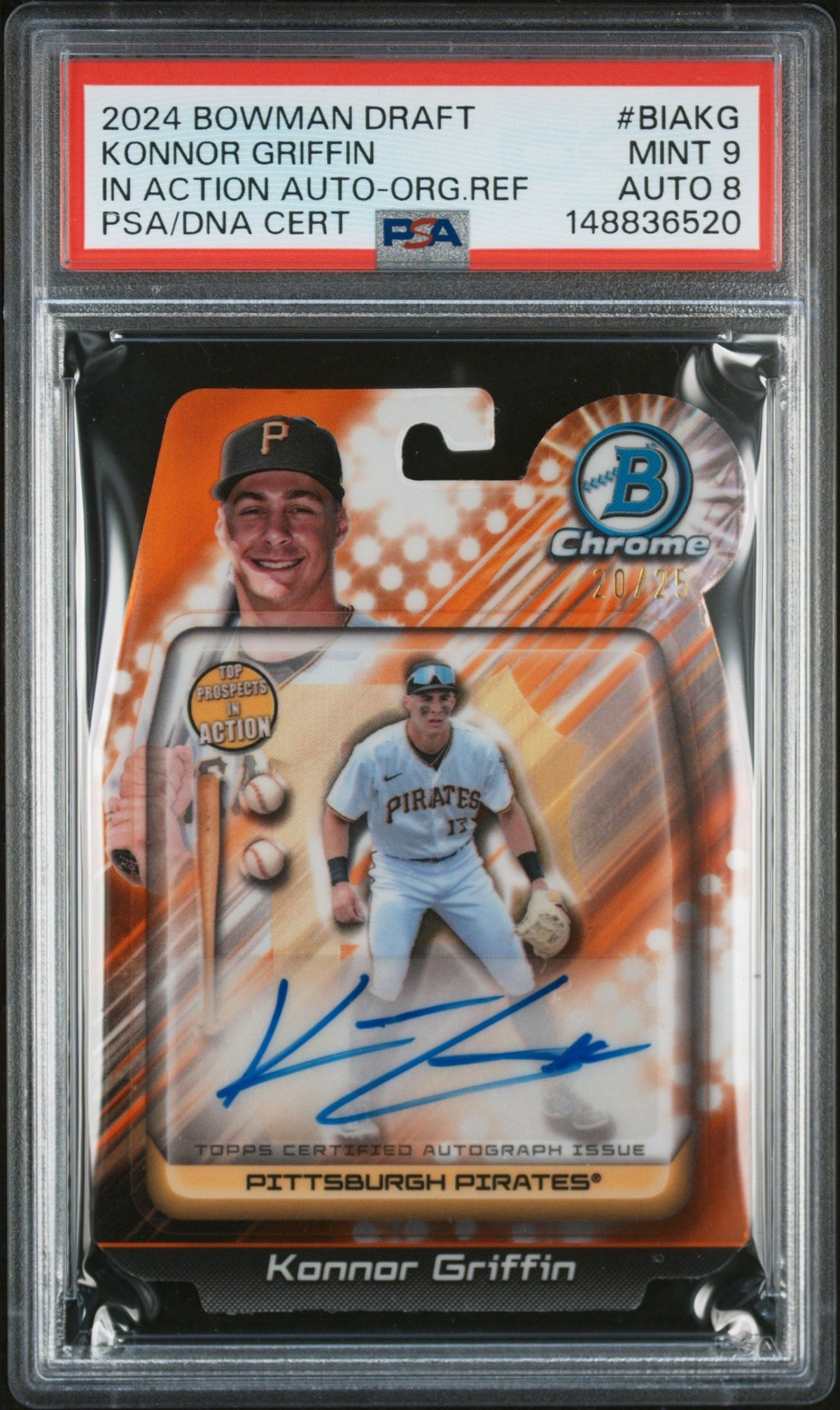 2024 BOWMAN DRAFT IN ACTION #BIAKG KONNOR GRIFFIN IN AUTO-ORG.REF PSA 9