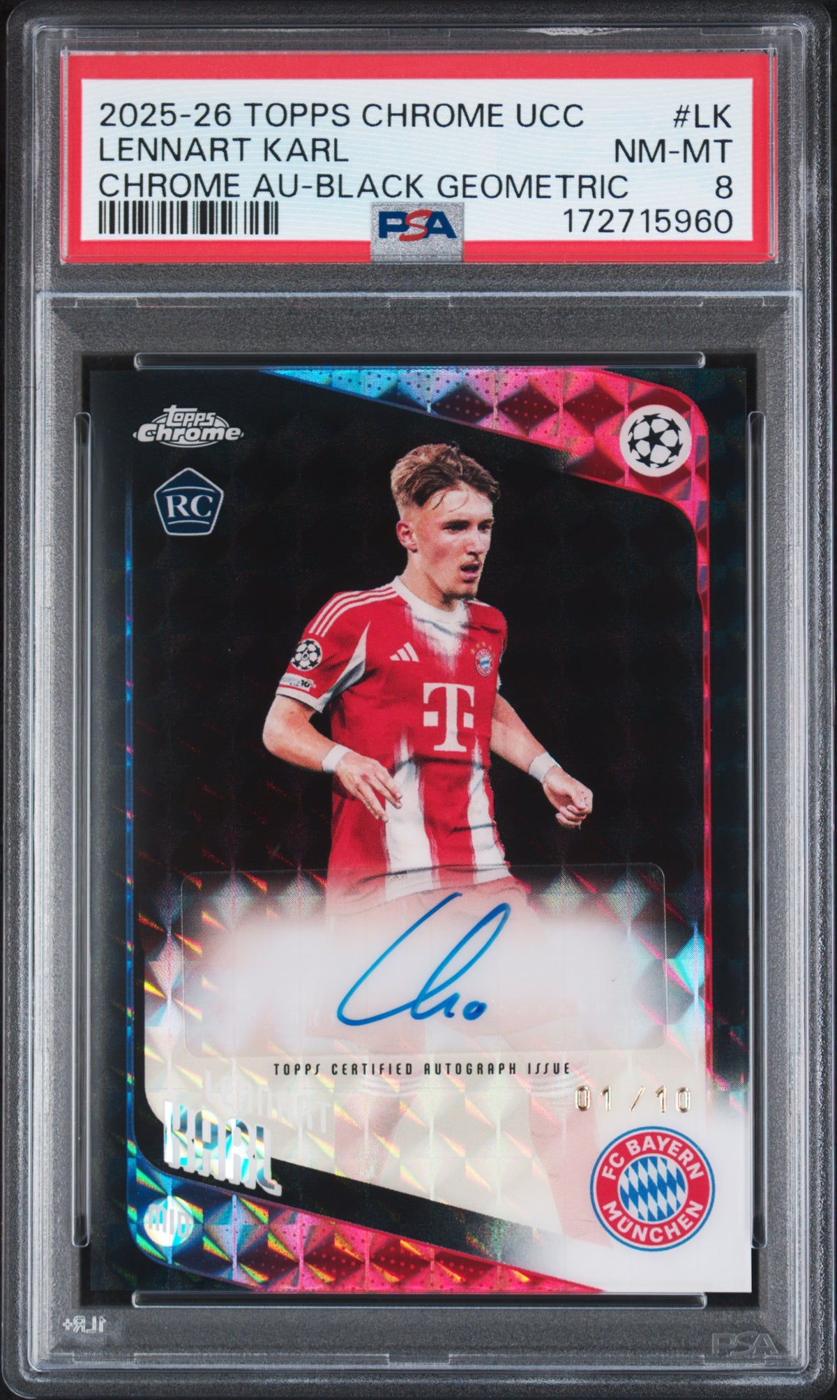 2025-2026 UEFA CLUB COMPETITIONS #LK LENNART KARL AU-BLACK GEOMETRIC 1/10 PSA 8