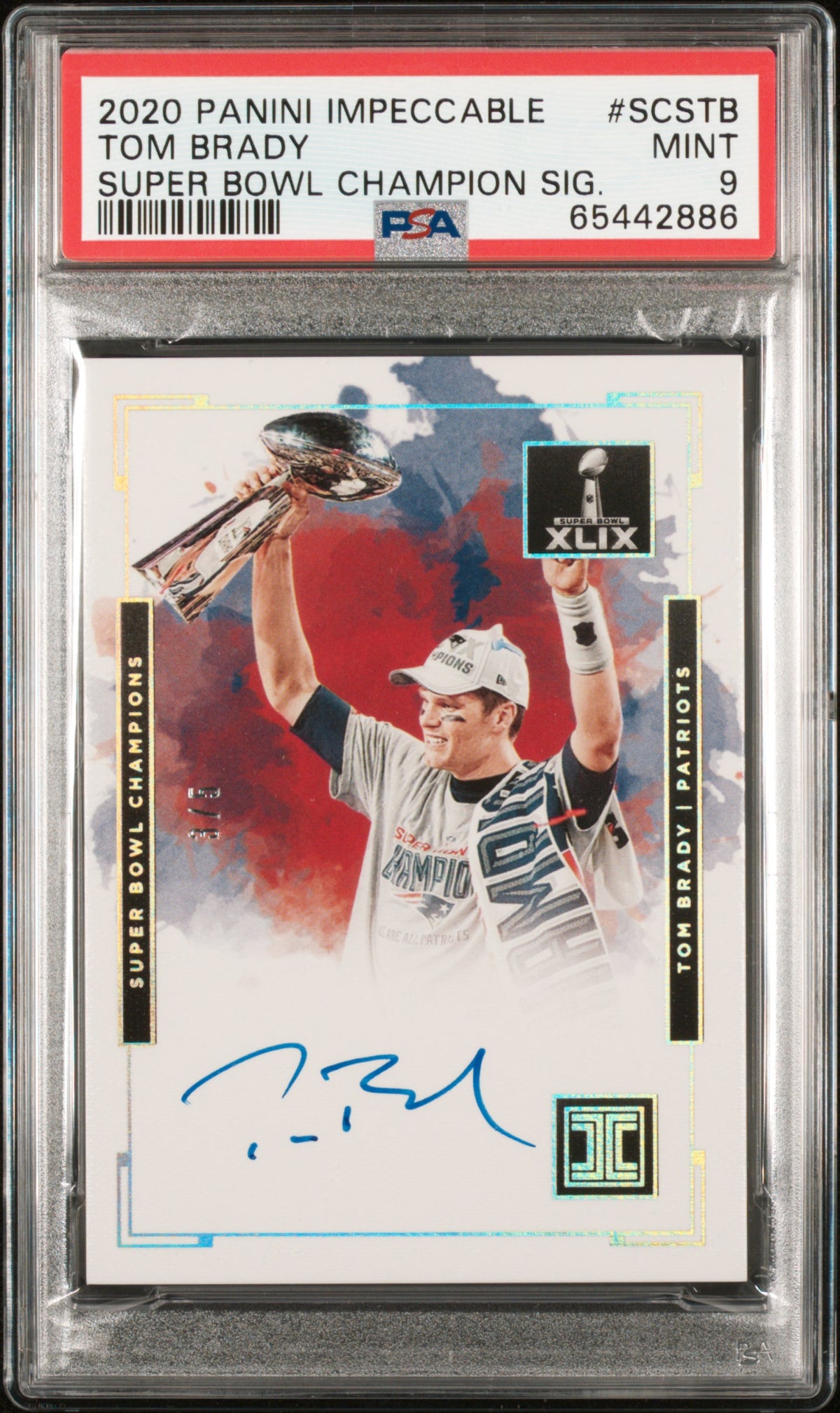 2020 IMPECCABLE SUPER BOWL CHAMPION SIGNATURES #SCSTB TOM BRADY SIG. PSA 9