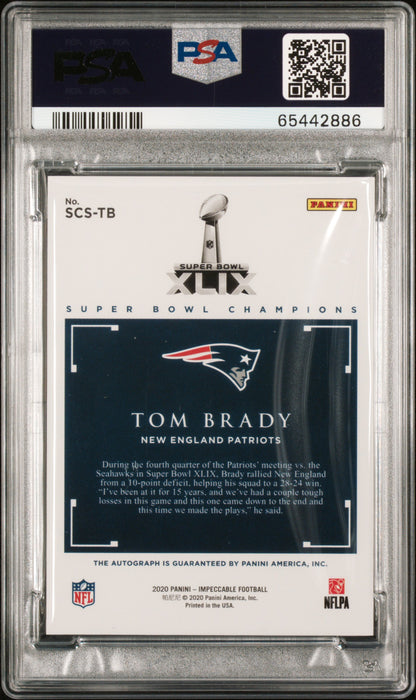 2020 IMPECCABLE SUPER BOWL CHAMPION SIGNATURES #SCSTB TOM BRADY SIG. PSA 9