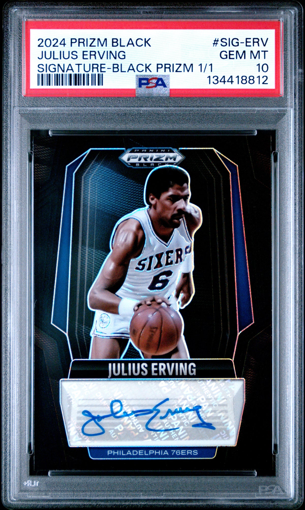 2024 PRIZM BLACK SIGNATURES #SIG-ERV JULIUS ERVING SIGNATURE-BLACK 1/1 PSA 10