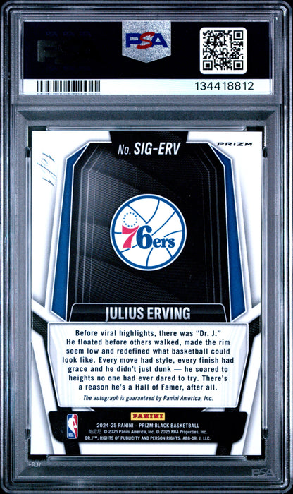 2024 PRIZM BLACK SIGNATURES #SIG-ERV JULIUS ERVING SIGNATURE-BLACK 1/1 PSA 10
