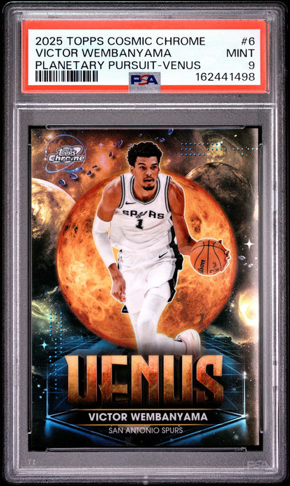 2025 COSMIC CHROME PLANETARY PURSUIT #6 VICTOR WEMBANYAMA PURSUIT-VENUS PSA 9