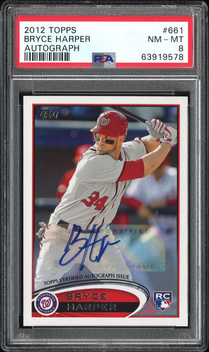 2012 Topps #661 Bryce Harper Autograph PSA 8