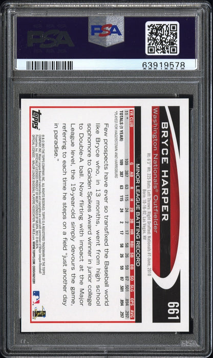 2012 Topps #661 Bryce Harper Autograph PSA 8