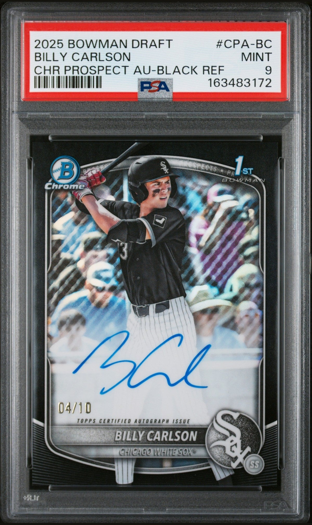 2025 Bowman Draft Chrome Prospect #CPA-BC Billy Carlson Black Refractor PSA 9