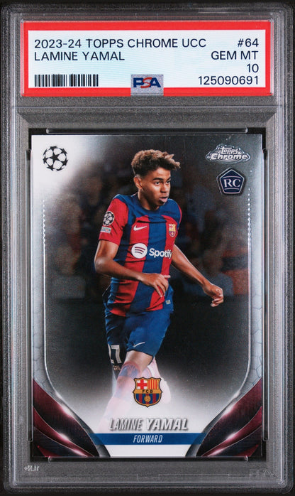 2023-24 Topps Chrome Uefa Club Competitions #64 Lamine Yamal PSA 10