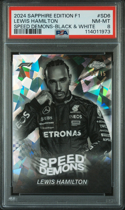 2024 Formula 1 Sapphire Speed Demons #SD6 Lewis Hamilton Black & White PSA 8