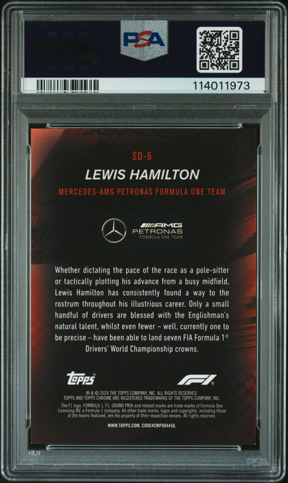 2024 Formula 1 Sapphire Speed Demons #SD6 Lewis Hamilton Black & White PSA 8