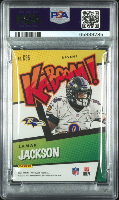 2021 Panini Absolute Kaboom! #K35 Lamar Jackson Gold PSA 10