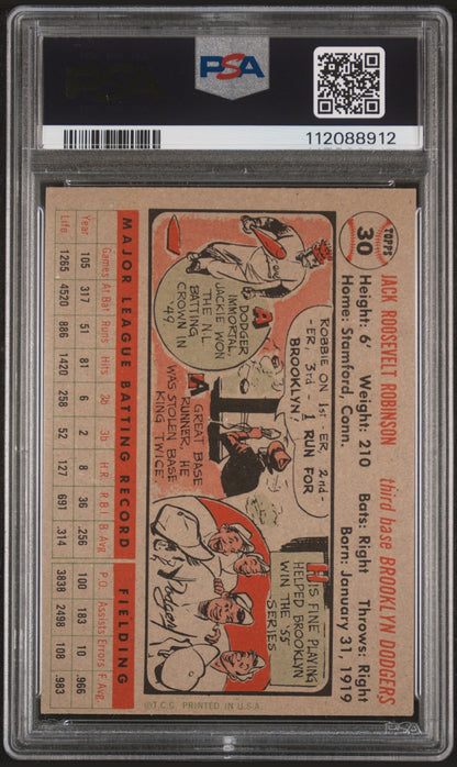 1956 Topps #30 Jackie Robinson Gray Back PSA 4