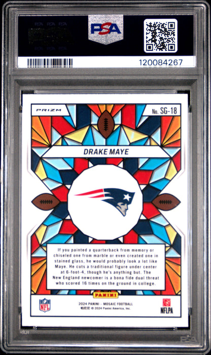 2024 Panini Mosaic Stained Glass #SG18 Drake Maye PSA 10