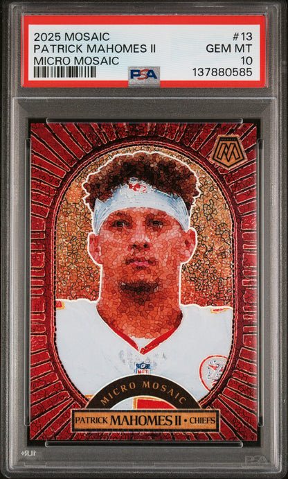 front card 2025 PANINI MOSAIC MICRO MOSAIC PATRICK MAHOMES II  PSA GEM MT 10 