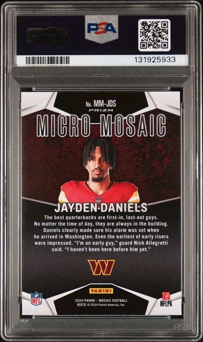 rear card 2024 PANINI MOSAIC MICRO MOSAIC JAYDEN DANIELS  PSA MINT 9 