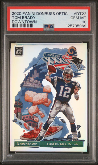 front card 2020 PANINI DONRUSS OPTIC DOWNTOWN TOM BRADY DOWNTOWN PSA GEM MT 10 