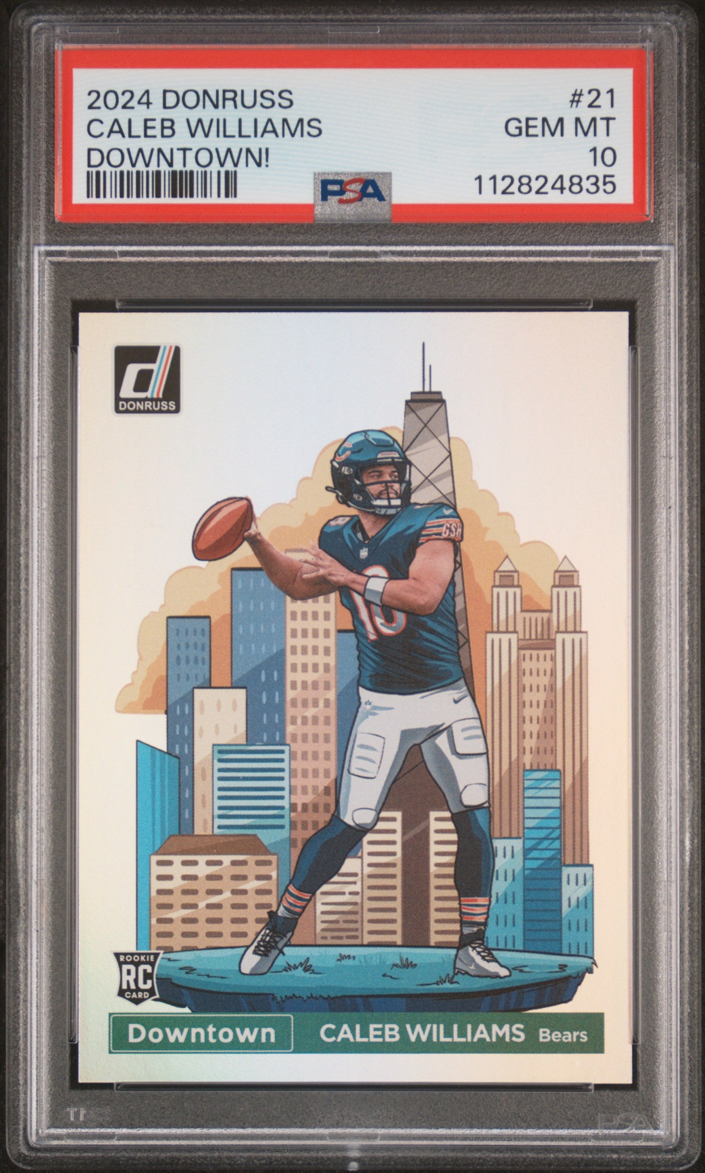 front card 2024 PANINI DONRUSS DOWNTOWN! CALEB WILLIAMS  PSA GEM MT 10 