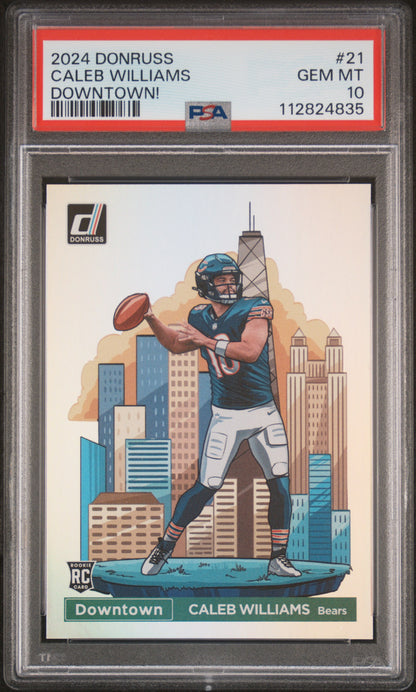 front card 2024 PANINI DONRUSS DOWNTOWN! CALEB WILLIAMS  PSA GEM MT 10 