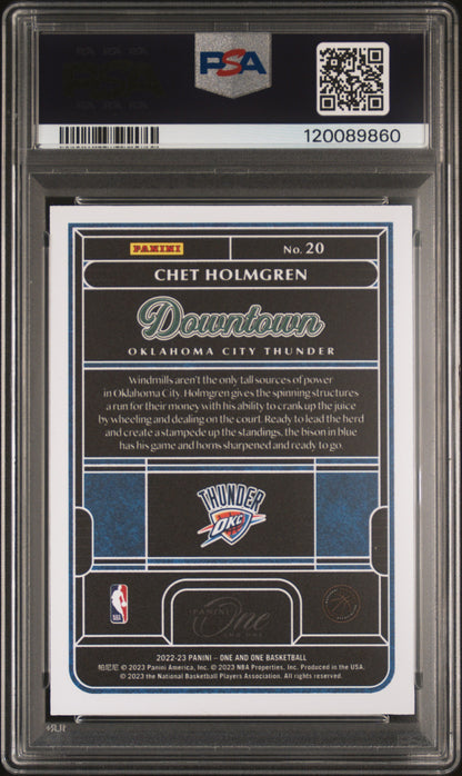 rear card 2022 PANINI ONE AND ONE DOWNTOWN CHET HOLMGREN  PSA MINT 9 
