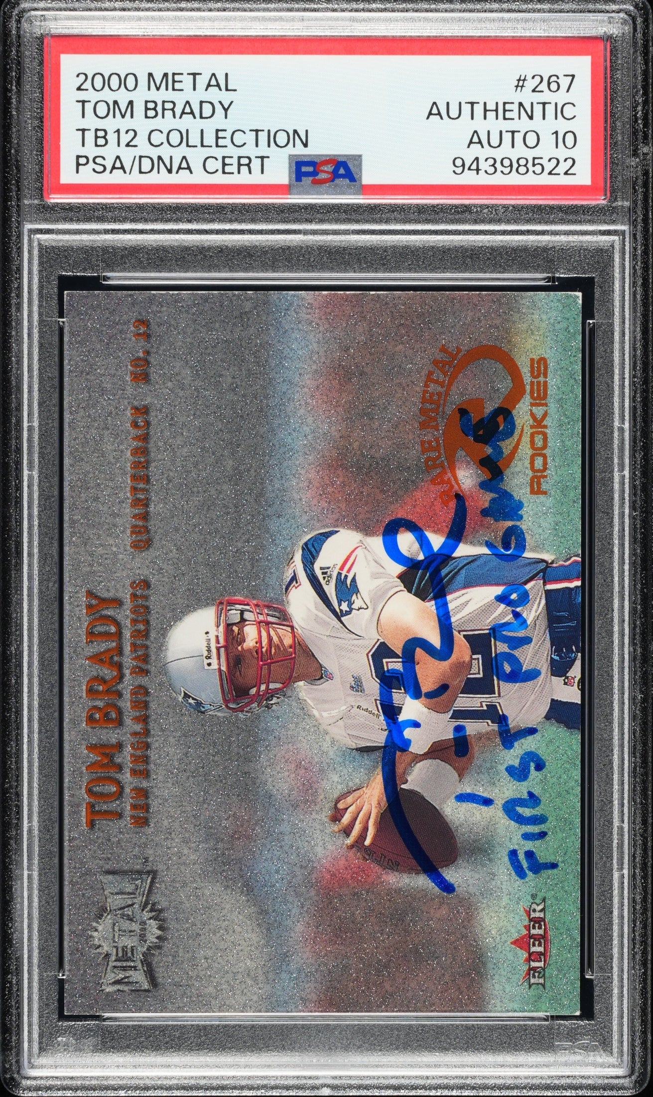 front card 2000 METAL TOM BRADY TB12 COLLECTION PSA AUTHENTIC 