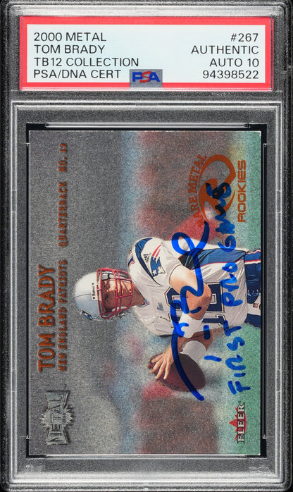 front card 2000 METAL TOM BRADY TB12 COLLECTION PSA AUTHENTIC 